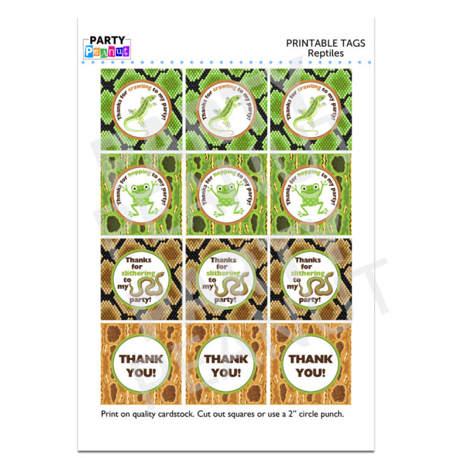 Reptile Favor Tags - Instant Download Favor Tags