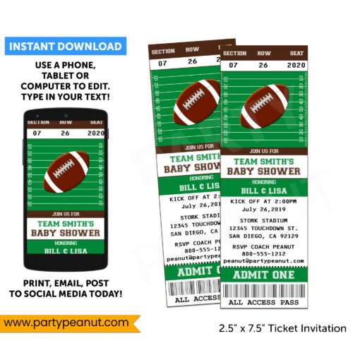 Football Baby Shower Invitation - Instant Download