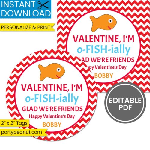 Valentine Tags I'm o-FISH-ially Glad We're Friends Tags