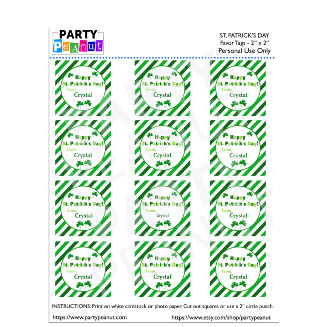 St Patrick's Day Party Favor Tags
