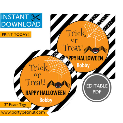 Trick or Treat Spider Halloween Tags