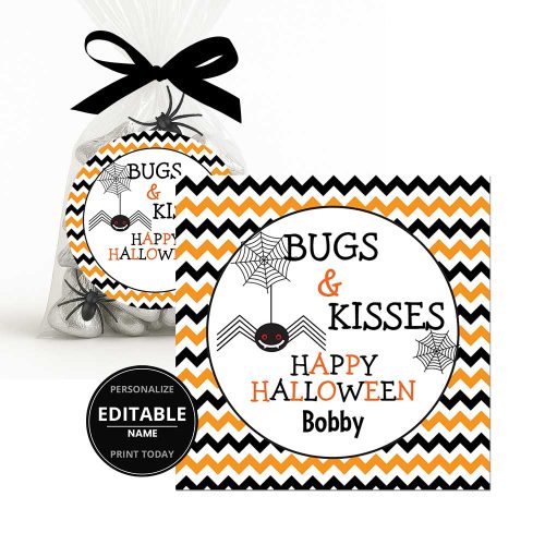 Bugs and Kisses Halloween Treat Tags