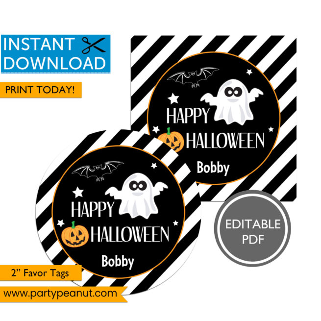Happy Halloween Ghost Favor Tags