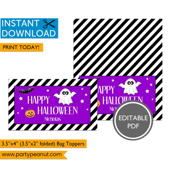 Ghost Halloween Bag Toppers