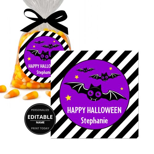 Bat Halloween Party Favor Tags