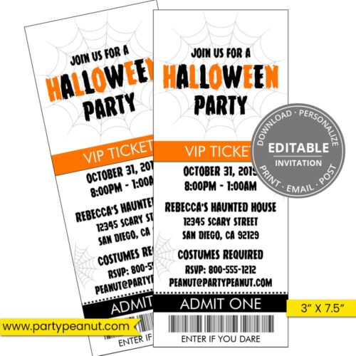 Halloween Ticket Invitation White