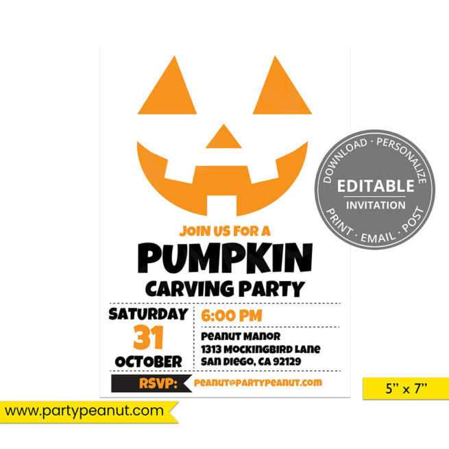 Pumpkin Carving Party Halloween Invitation
