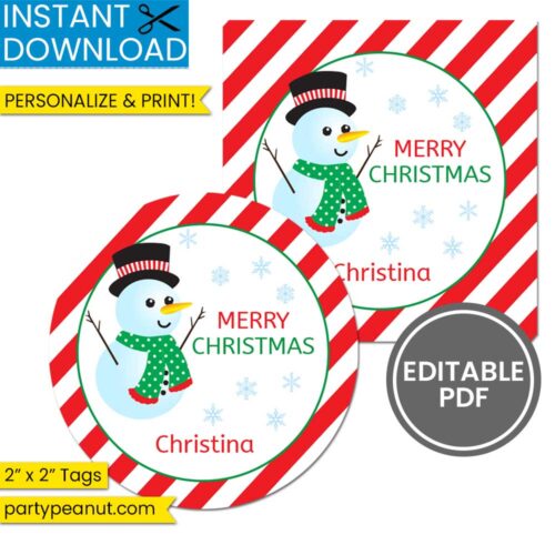 Snowman Merry Christmas Gift Tags