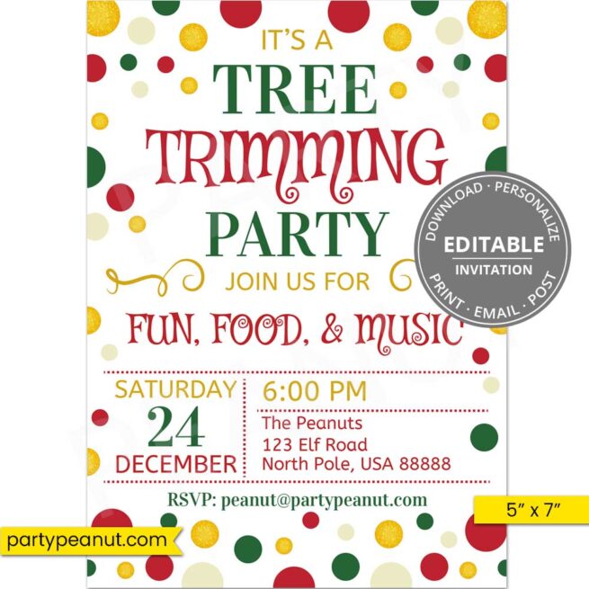 Tree Trimming Party Invitation Christmas Party