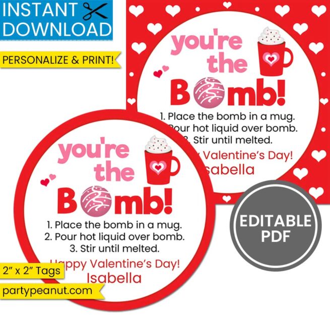 Valentine's Day You're The Bomb Hot Chocolate Tag
