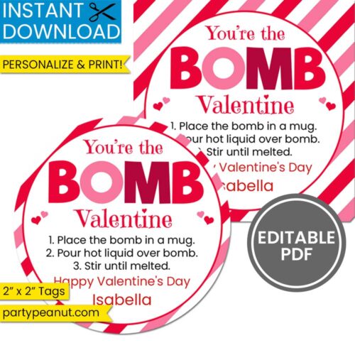 Valentine Tags You're The Bomb Hot Cocoa Tag