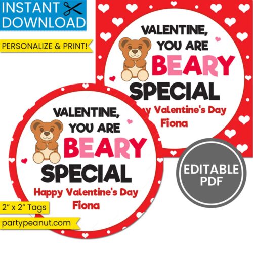 Beary Special Valentine Printable Gift Tags