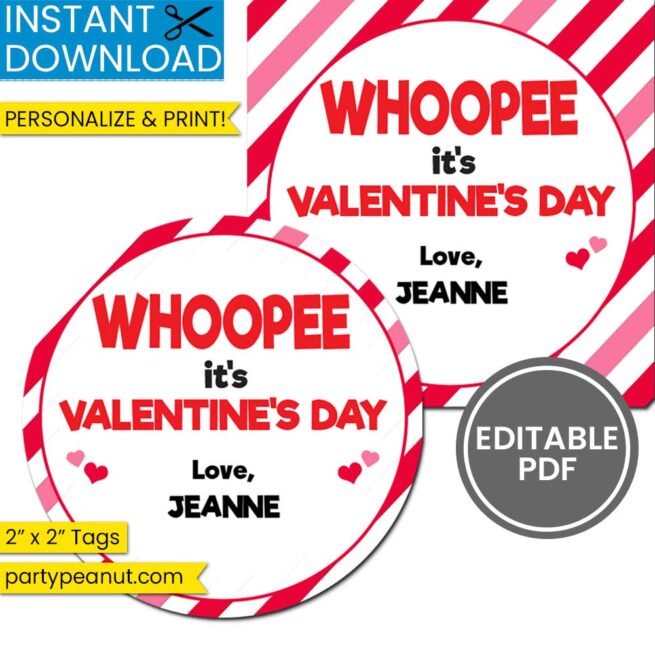 Whoopee Valentines Day Printable Gift Tags