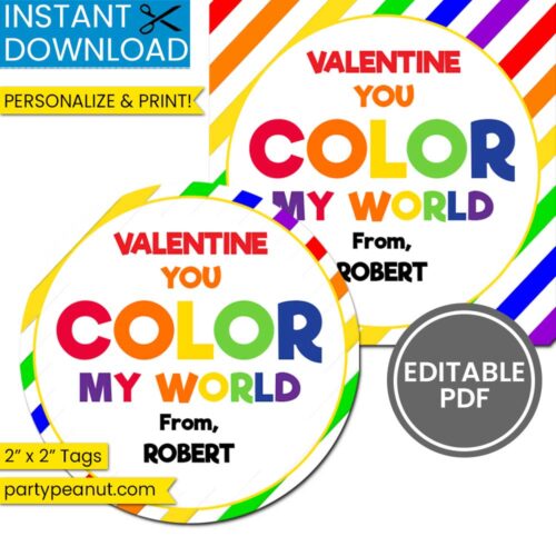 Color My World Valentines Day Gift Tags