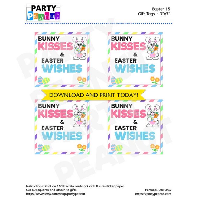 Bunny Kisses Easter Wishes Gift Tags