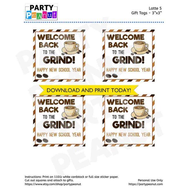 Back To The Grind Coffee Gift Tags