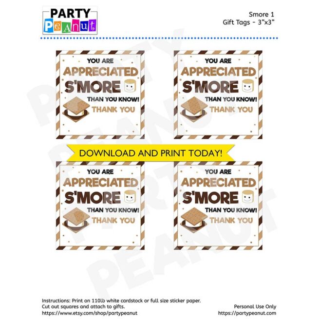 You Are Appreciated Smore Gift Tags