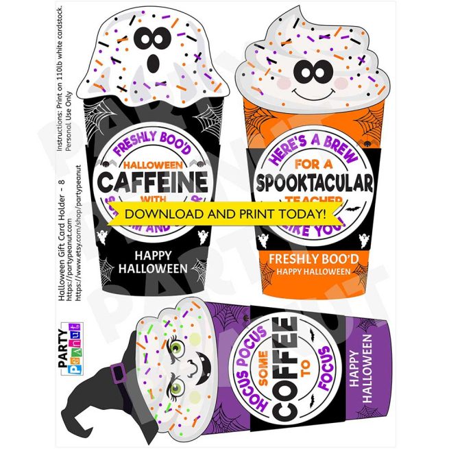 Halloween Coffee Gift Card Holder Printable