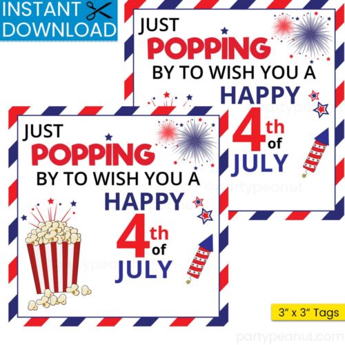 4th of July Popping By Gift Tag