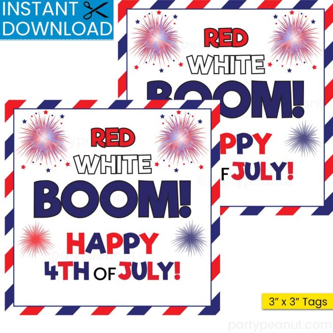 Red White Boom 4th Of July Tag